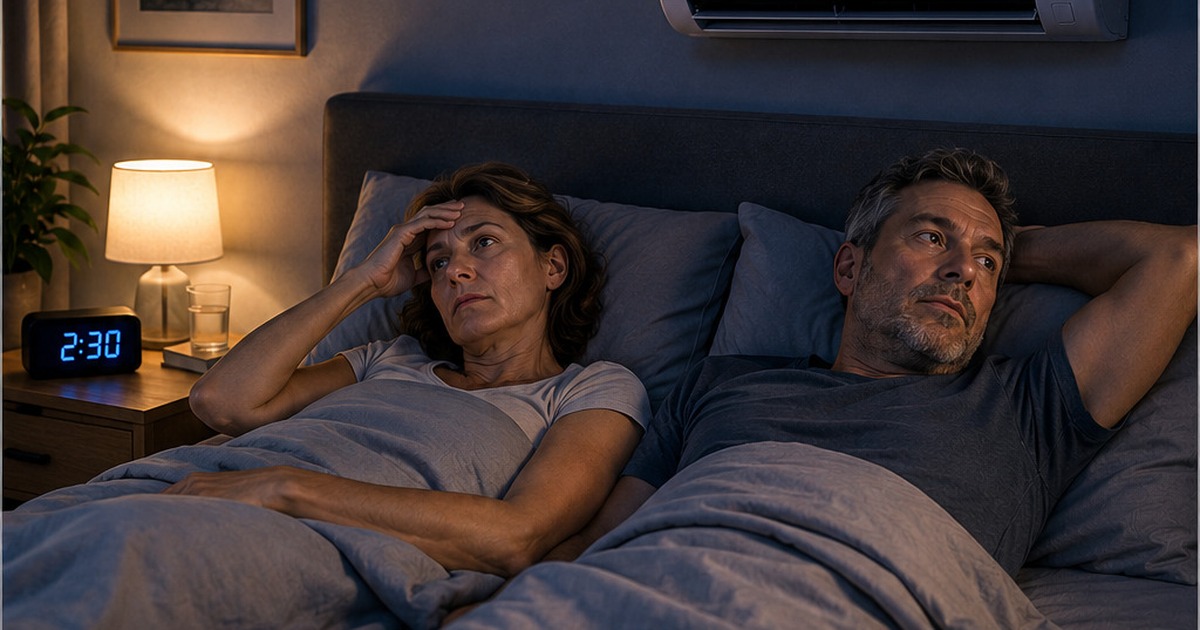 Camera da letto calda di notte durante le notti tropicali e comfort estivo
